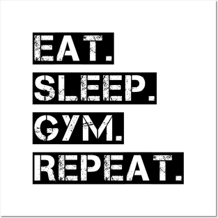 Eat Sleep Gym Repeat motivational Posters and Art
